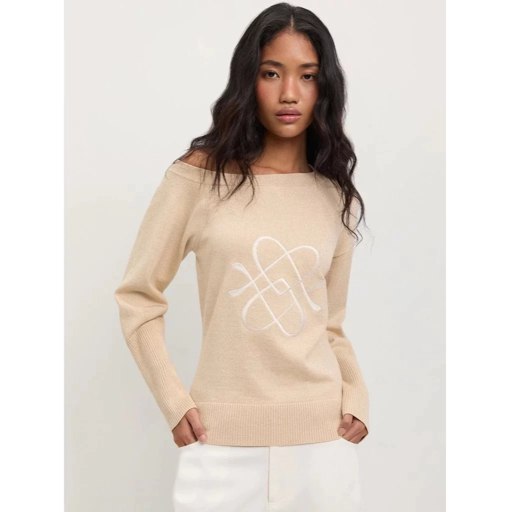 [Pomelo] เสื้อสเวตเตอร์ดีเทลไหล่อสมมาตร / Asymmetrical Knit Sweater