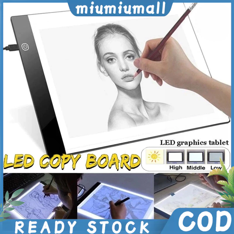 แผ่นกระดานวาดรูป A4/A5 LED Light สำหรับ Computer PC Notebook 3 ระดับ กระดานวาดภาพ led art artcraft stencil