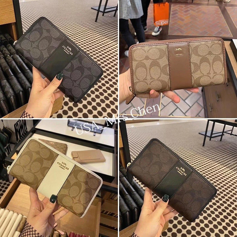Long ZIP WALLET F52859 ผู้หญิง คลิปหนีบยาว กระเป๋าสตางค์ กระเป๋าสตางค์ยาว หนังแท้ V7W99UI53