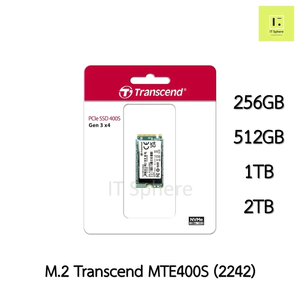 [2242] SSD M.2 Transcend MTE400S 256GB 512GB 1TB 2TB รุ่น 400S NVMe GEN3 m2 TS1TMTE400S 2242