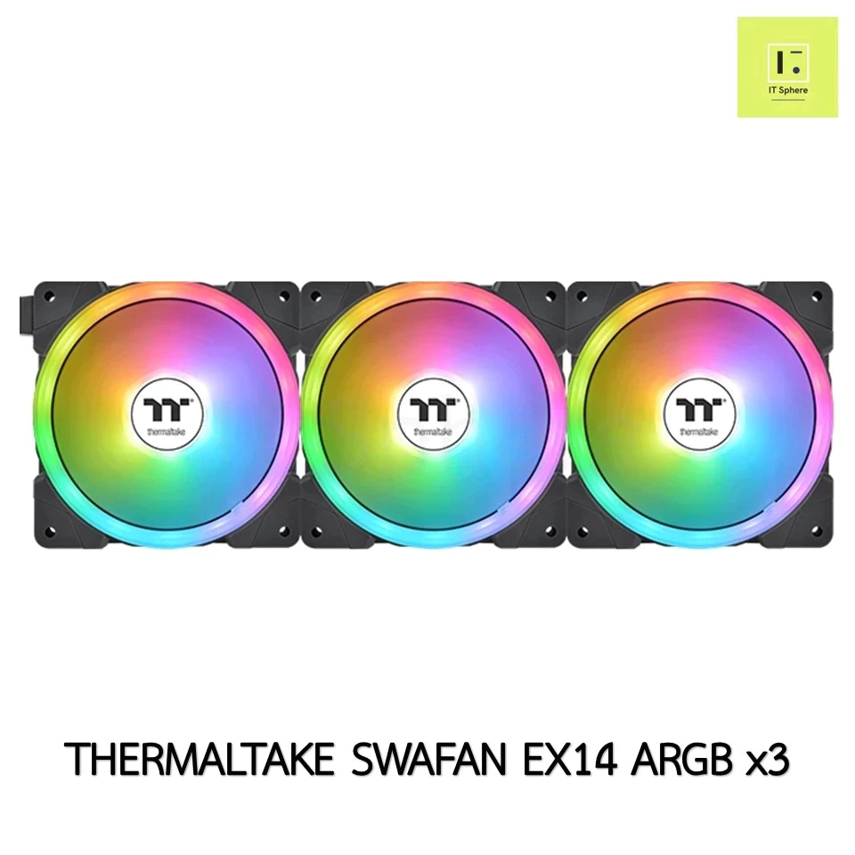 THERMALTAKE SWAFAN EX 14 ARGB SYNC BLACK FAN x3 FAN BLADESx6 :  CL-F168-PL14SW-A พัดลม Fan fancase พ