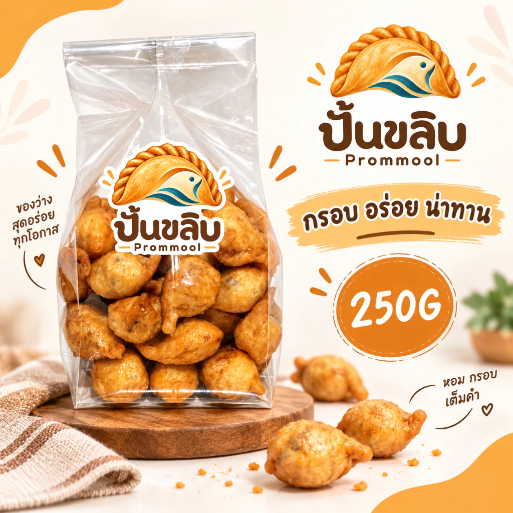 ขนมปั้นขลิบไส้ปลา #ปั้นขลิบPrommool (ขนาด 250g)