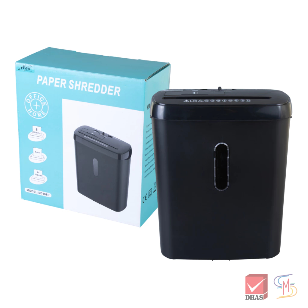 [มีประกันสินค้า] Elfen เครื่องทำลายเอกสาร (Paper Shredder) ST SS02-0811 ระบบ Strip Cut ระดับ P-2 ทำลายกระดาษ บัตรเครดิต