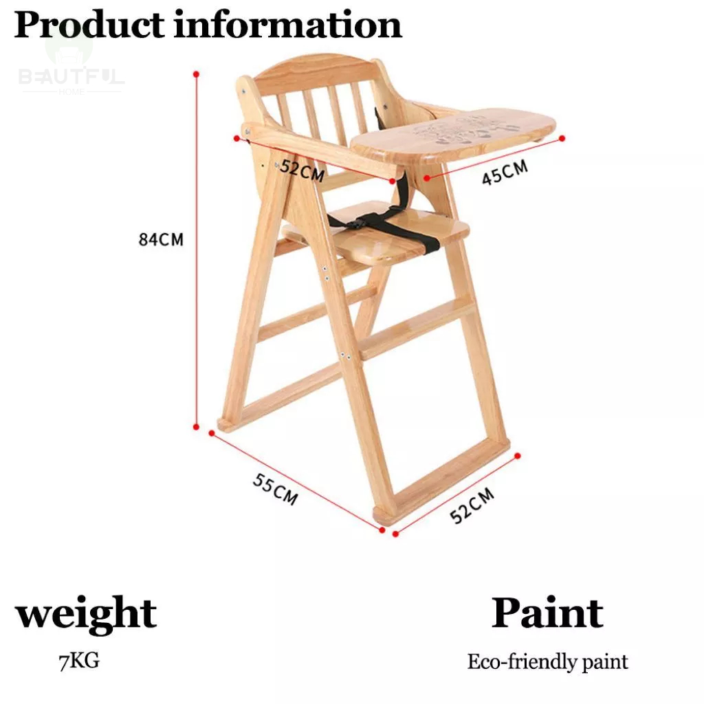 【สปอต】เก้าอี้ทารกไม้เนื้อแข็งพับได้ / เก้าอี้รับประทานอาหารอเนกประสงค์ - รูปที่ 6