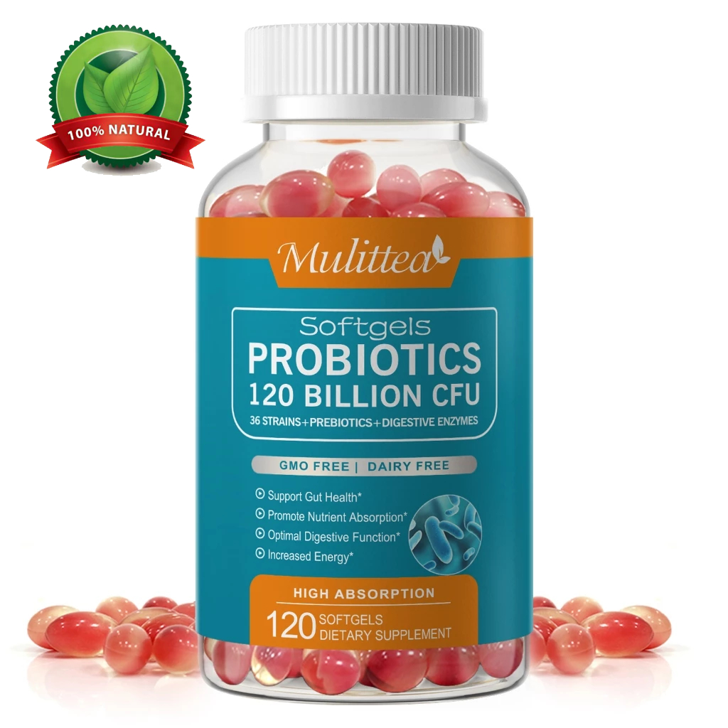 Mulittea probiotic แคปซูลโปรไบโอติก 120 พันล้าน CFUs บำรุงระบบย่อยอาหารและภูมิคุ้มกัน แก้ท้องอืด ท้องผูก 120 เม็ด