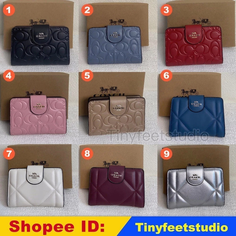 Medium Corner Zip Wallet CM241 CM997 CM998 ผู้หญิง กระเป๋าสตางค์ กระเป๋าเงินใบสั้น แบบพับ Z77V58X3