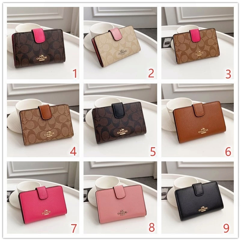 Medium corner zip wallet F53562 F53436 กระเป๋าสตางค์ใบสั้นผู้หญิง แบบพับ กระเป๋าใส่เหรียญกลาง Z77V58