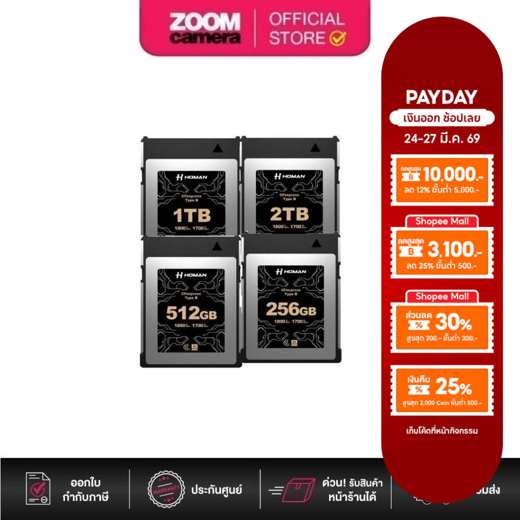 HOMAN CFexpress Card Type-B  (ประกันศูนย์ 10 ปี)