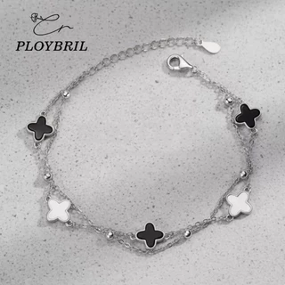PLOYBRIL กําไลเงินแท้ Four-leaf Clover กําไลข้อมือ สร้อยข้อมือนำโชค สร้อยข้อมือโคลเวอร์ วาเลนไทน์ S039