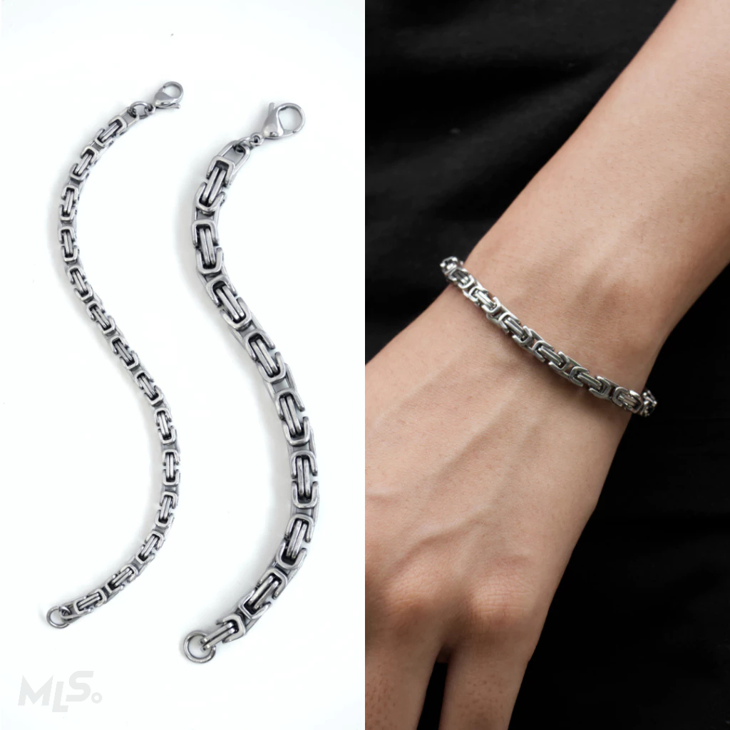 MLS | BIKER สร้อยข้อมือสแตนเลส สีเงินล้วน ลายโซ่จักรยาน 2 ขนาด