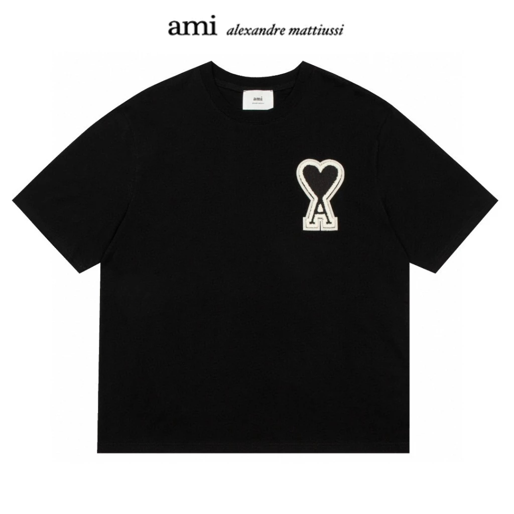 AMI Paris T-Shirt หัวใจแห่งความรัก เสื้อแขนสั้น แบบผู้ชายและผู้หญิง