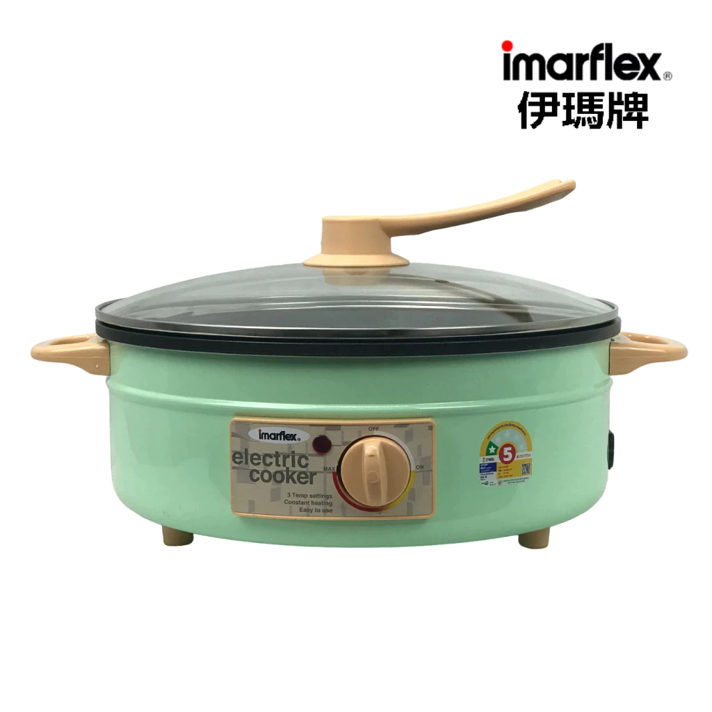 IMARFLEX_11 กระทะไฟฟ้าอลูมิเนียม ฝาแก้ว แบบเคลือบ  ขนาด 3 ลิตร IP-134