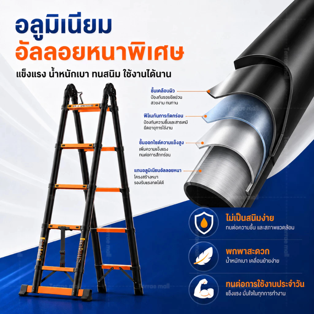 บันไดอลูมิเนียมพับได้ รับน้ำหนัก 1500KG thumbnail 6