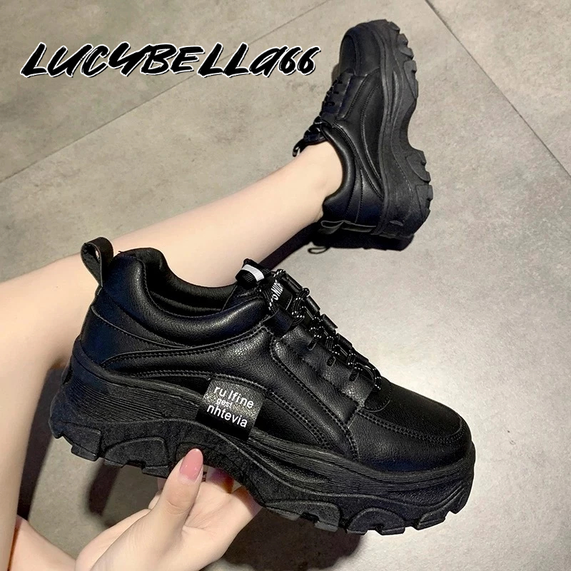 LucyBella รองเท้าผ้าใบ 3 สีให้เลือก ด้านล่างนุ่ม รองเท้าผ้าใบผู้หญิง PU ผู้หญิง รองเท้า 7011
