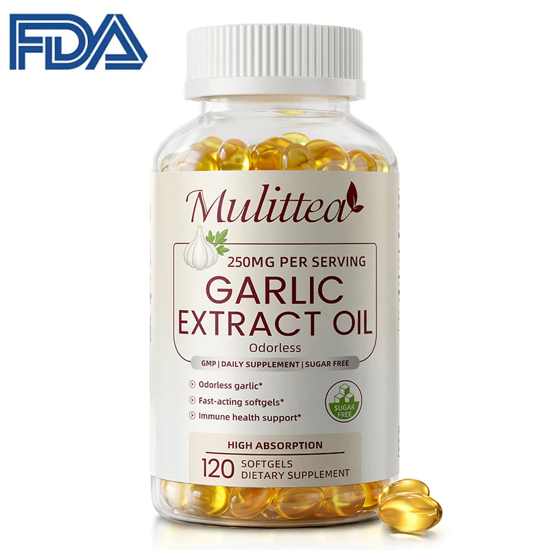 Mulittea Garlic Extract Oil น้ำมันกระเทียมสกัด 120 แคปซูล บำรุงหัวใจ ลดไขมันในเลือด ลดความดัน ล้างสารพิษ