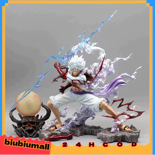 <COD>โมเดลวันพีช อนิเมะ One Piece Luffy Gear 5 Nika·Sun God-อุปกรณ์เสริมรูปร่างสายฟ้า,งานฝีมือคุณภาพสูง,รุ่นเรืองแสง LED