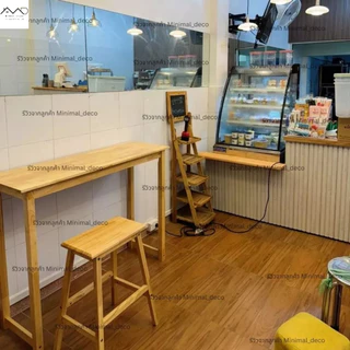 Minimal_deco【 สินค้าพร้อมส่ง】เก้าอี้บาร์ เก้าอี้สตูลไม้ยางพารา ที่นั่งเหลี่ยม ความสูง 45 / 60 / 73 ซม. STC