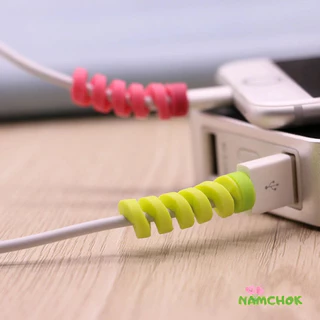 【NK】4PCS ชุดป้องกันสายไฟ ตัวป้องกันสายเคเบิล ฝาครอบป้องกันสายโทรศัพท์สายเคเบิลแขนป้องกัน USB Android iP สุ่ม