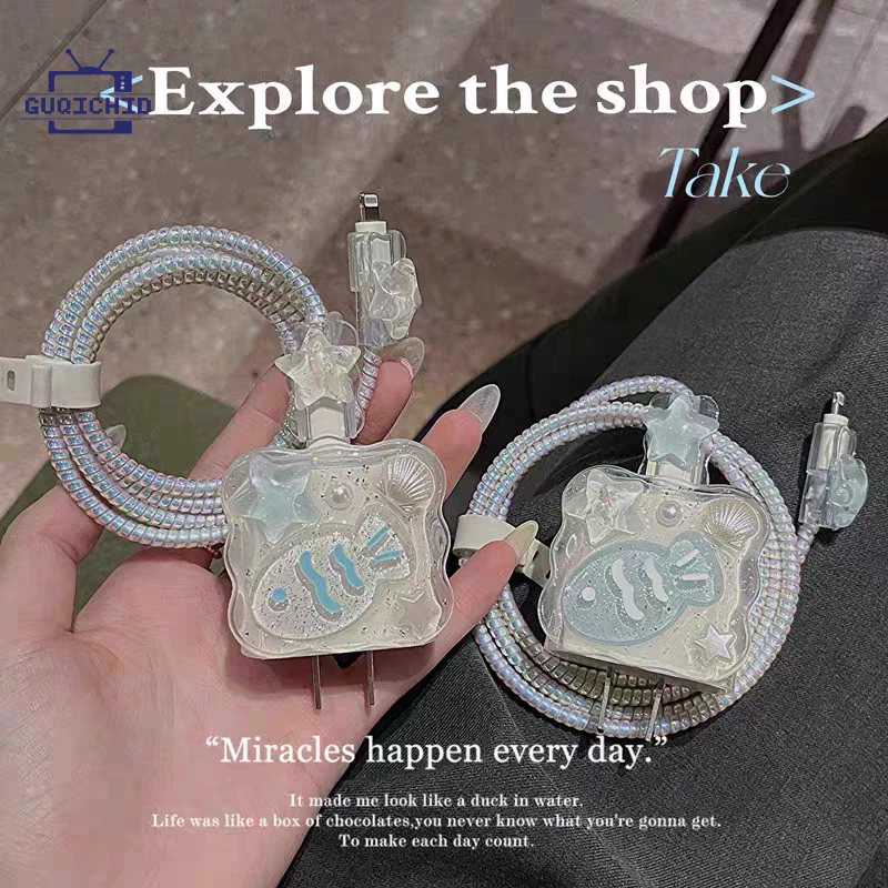 (1ชุด5ชิ้น) เคสถนอมสายชาร์จองกันสายชาร์จแบบ Drop Glue Data Cable ฝาครอบป้องกันสายชาร์จ เหมาะสำหรับ IP(18W/20W)Protector ราคา ถูกที่สุด ดีลบีเคเค