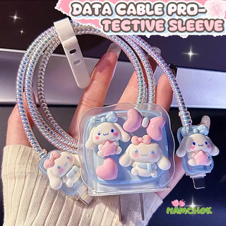 【NK】ตัวป้องกันสายชาร์จ เหมาะสำหรับเคสป้องกันเครื่องชาร์จลายการ์ตูนชุดหัวชาร์จลายคลื่น เคสป้องกัน18/20w charger protector