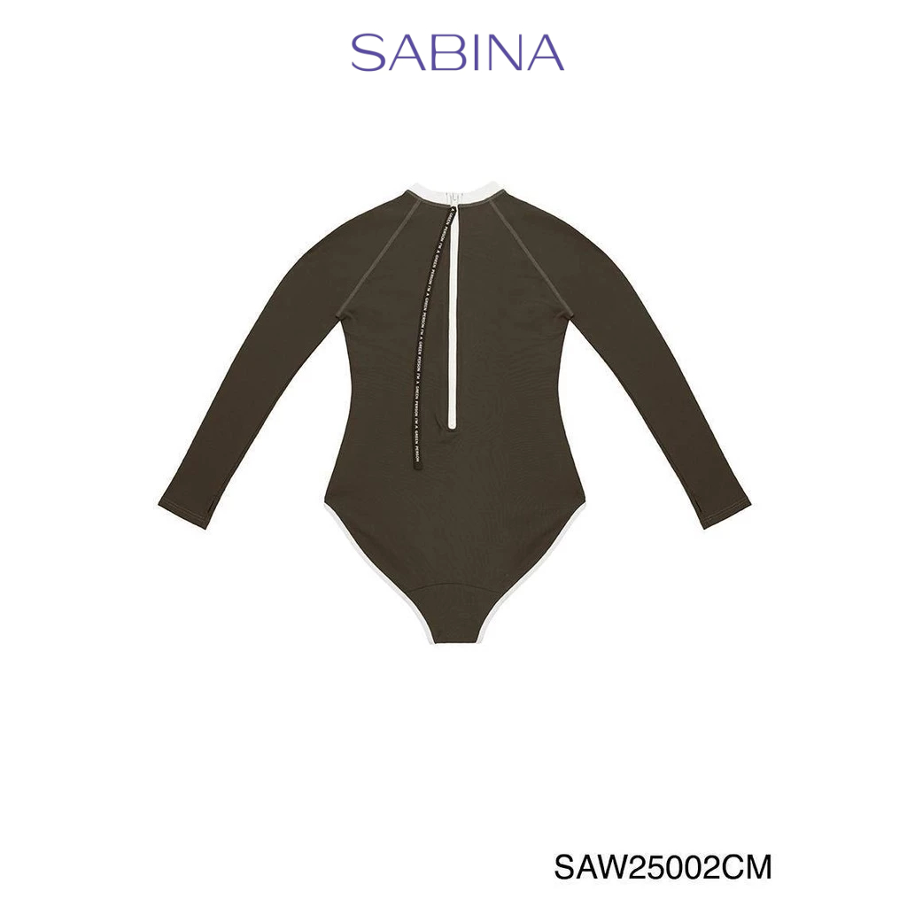 Sabina From Marine to Fashion ชุดว่ายน้ำวันพีซแขนยาว รหัส SAW25002CM - สีน้ำตาลเข้ม