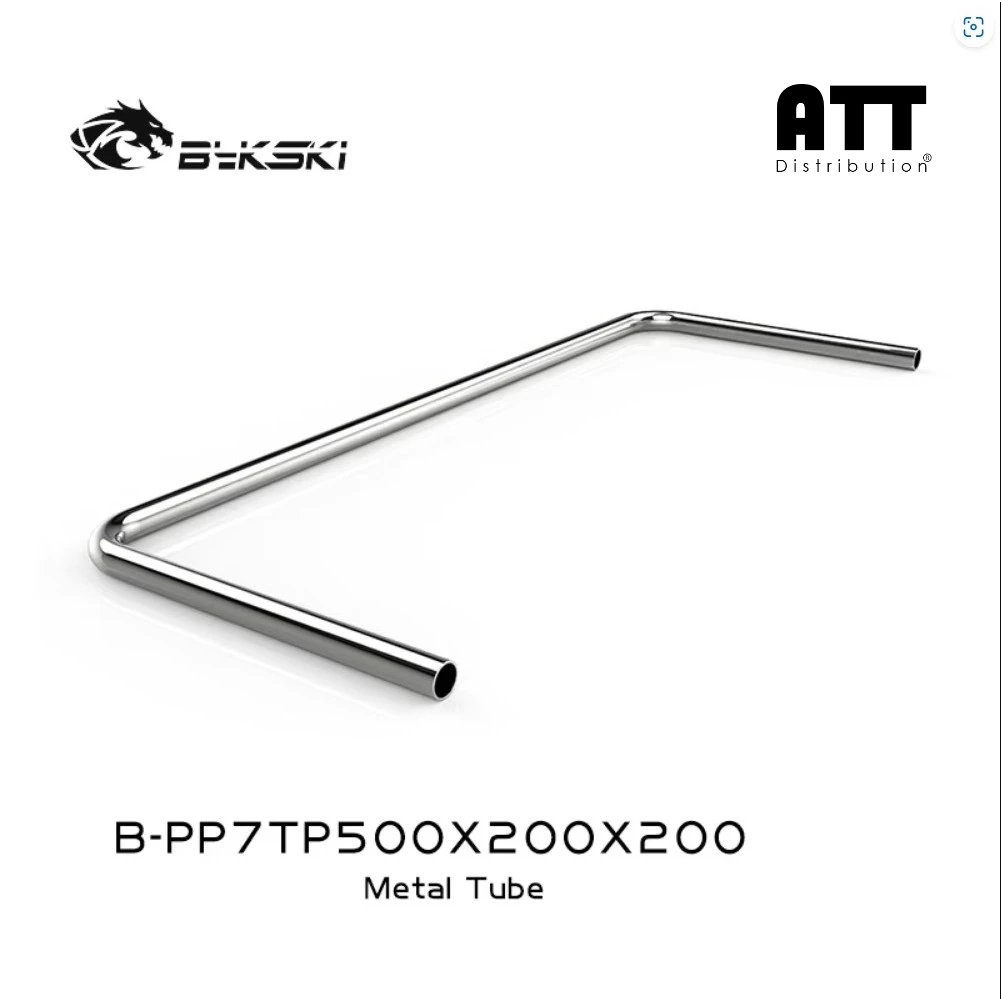 Bykski Metal Pre-Bent Rigid Tubing - Chrome Plated Copper - 14mm OD - 500x200x200mm (Silver)