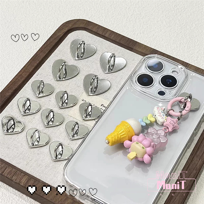 [MTech]น่ารัก กาวโลหะหัวใจโทรศัพท์เสน่ห์ผู้ถือโทรศัพท์กรณีแหวนนิ้วยืน โจมตี ตะขอหัวเข็มขัดเสน่ห์จับมืออุปกรณ์เสริมจี้