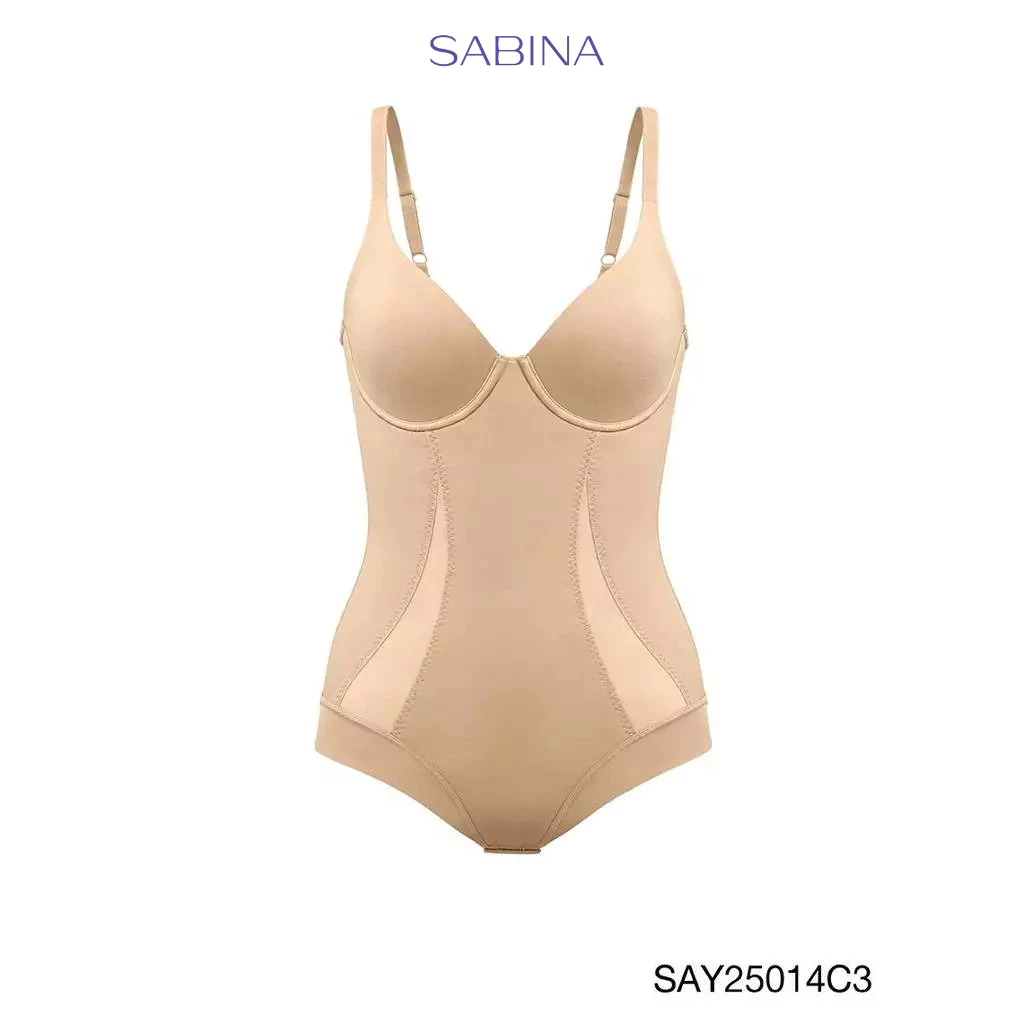 Sabina บอดี้สูทกระชับสัดส่วน มีโครง Medium Support รหัส SAY25014C3 - สีเนื้อเข้ม