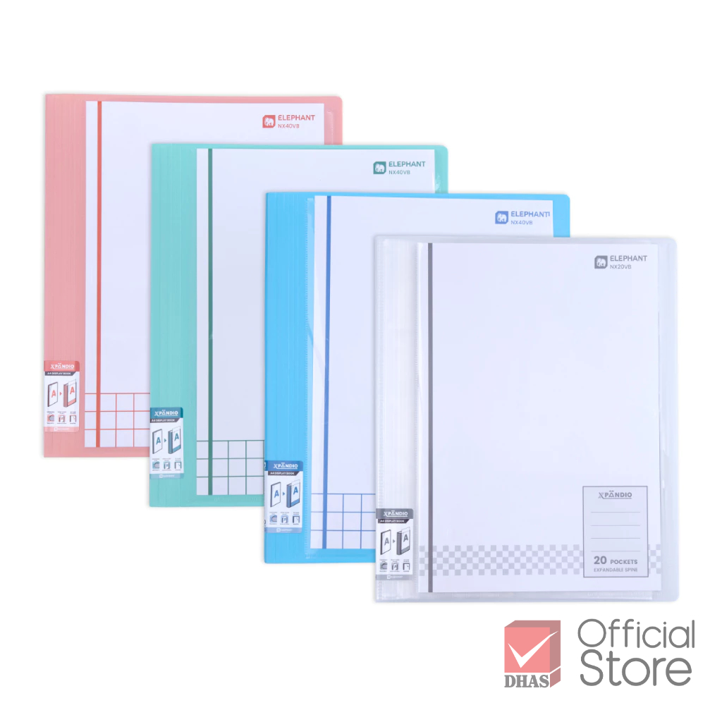Elephant แฟ้ม แฟ้มเอ็กซ์แพนดิโอ แฟ้มโชว์เอกสาร ขยายได้ A4 20P NX20VB จำนวน 1 แฟ้ม