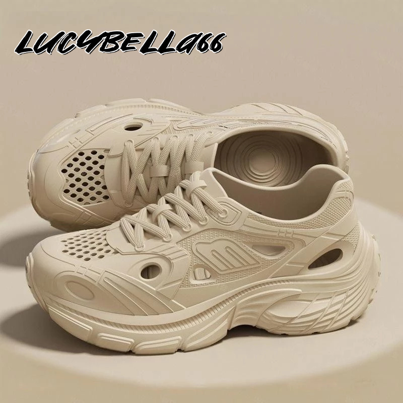 LucyBella66 รองเท้าผ้าใบ ก้นหนา EVA รกันน้ำ ผู้หญิง ระบายอากาศได้ กันลื่น1749716475750