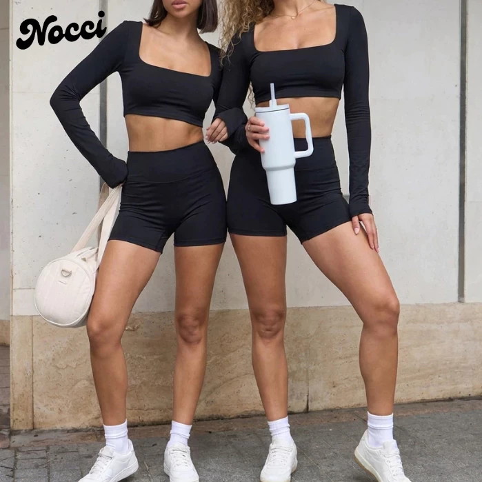 Nocci ชุดออกกำลังกาย เสื้อพร้อมฟองน้ำและกางเกงขาสั้น thumbnail 7