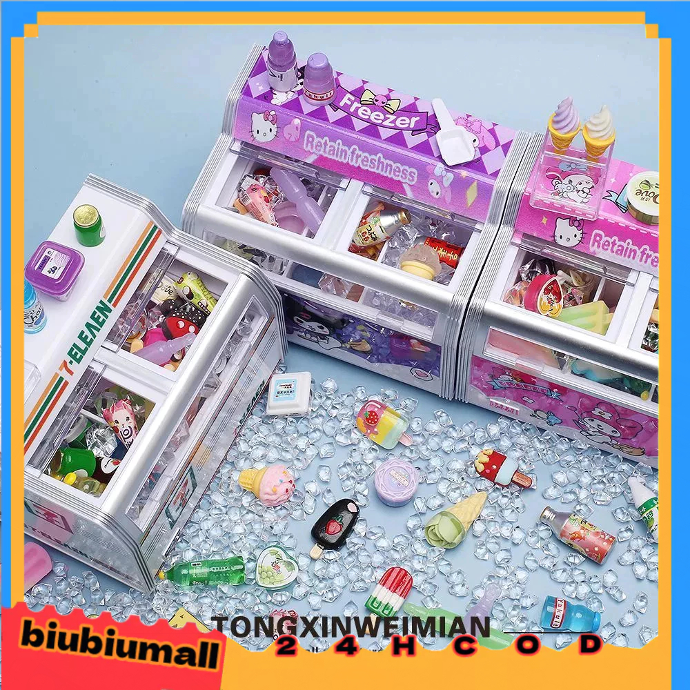 Mini refrigerator models/LED lights/Magnetic refrigerator stickers/Mini food models/Horizontal super