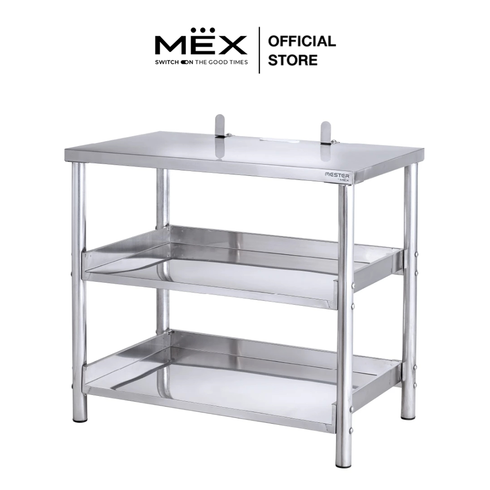 MESTER รุ่น SH8072 โต๊ะวางเตา 3 ชั้น สเตนเลส สตีล AISI 430 ขนาด 80 * 50 ซม. (ประกอบเอง)