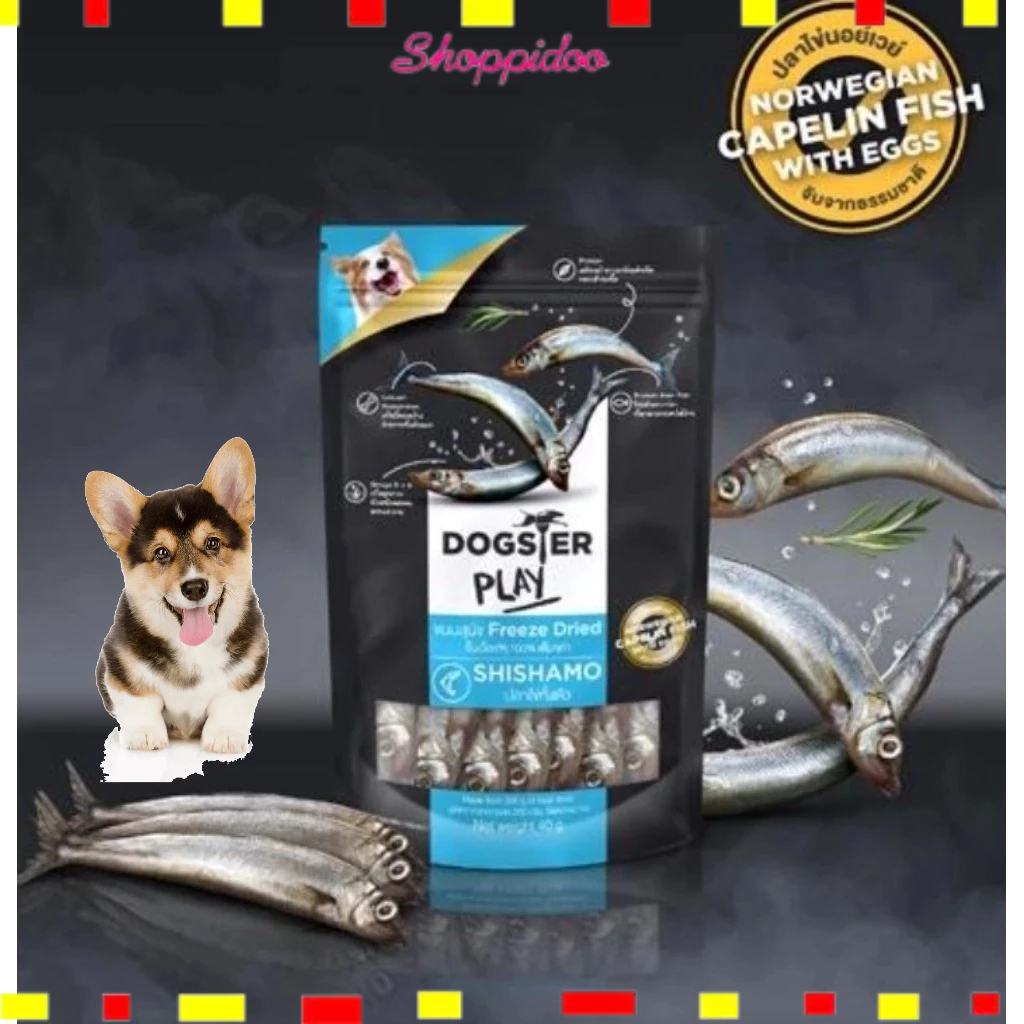 Dogster Play  ปลาไข่ ฟรีซดราย ขนมสุนัข freeze dried Shishamo 40g. (ด็อกสเตอร์ )
