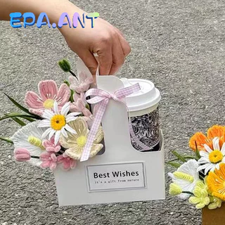 EPA(พร้อมส่ง)กล่องแพคเกจจิ้งใส่แก้วกาแฟและดอกไม้สไตล์เกาหลี (ไม่รวมดอกไม้)