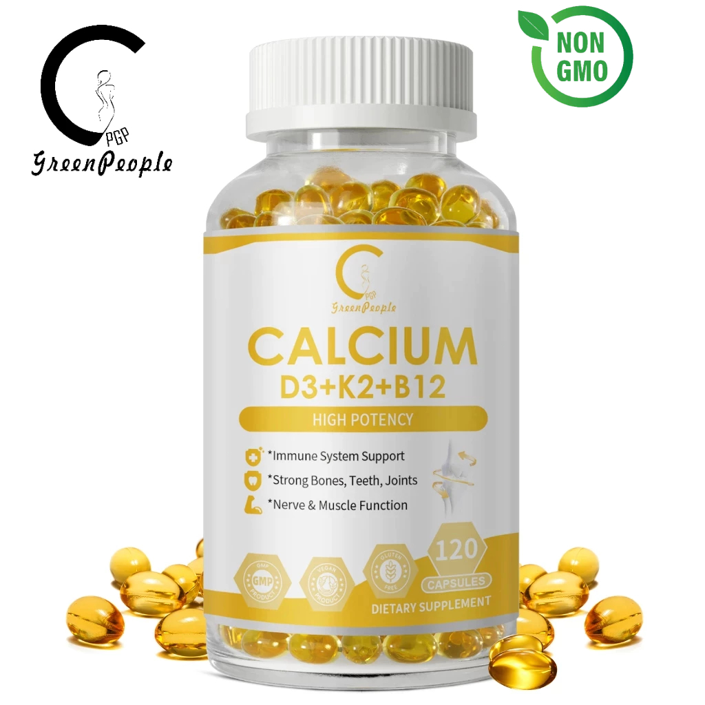 Calcium แคลเซียม + D3 + K2 + B12 แคปซูล 120pcs  , Vitamin วิตามิน D3,วิตามิน K2,วิตามิน B12,เสริมภูม