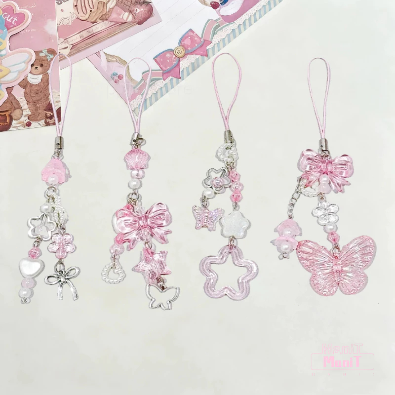 [MTech]สายคล้องโทรศัพท์มือถือ น่ารัก Y2k  keyring พวงกุญแจลูกปัดหัวใจห้อยกระเป๋า สายห้อยโทรศัพท์ Collection book