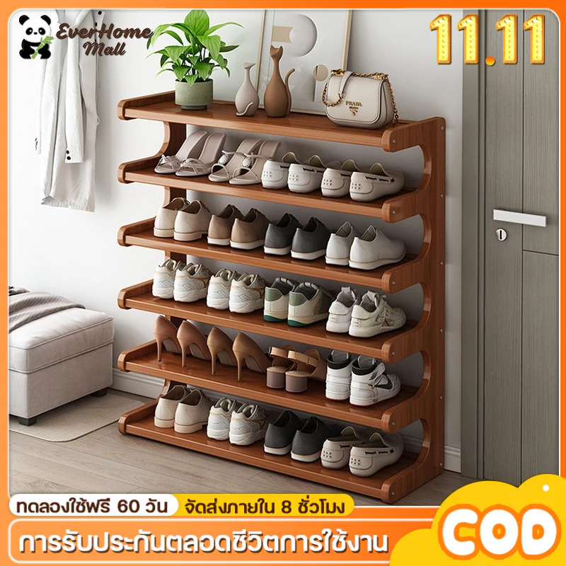 【ของขวัญ】ชั้นวางรองเท้า ชั้นวางรองเท้าไม้เนื้อแข็ง ชั้นวางรองเท้าไม้ไผ่ ชั้นวางรองเท้าทางเข้า เก็บรองเท้าได้ 30-40 คู่