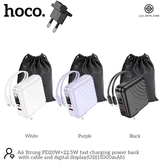 HOCO A6 พาวเวอร์แบงค์ Power Bank 15000mAh PD20W+22.5W ชาร์จเร็ว Fast Charging power bank พร้อมสายชาร์จในตัว