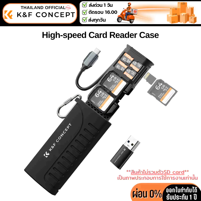 K&F Card reader & SD card storage case เคสเก็บและอ่านการ์ด (KF31.190)