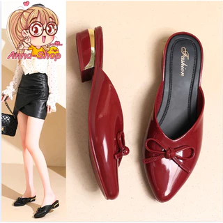 Anna shop รองเท้าคัทชูแฟชั่น แต่งโบว์น่ารัก รองเท้าแตะ ดีไซน์สวยทันสมัย แบบสวมเปิดส้น พร้อมส่ง T392