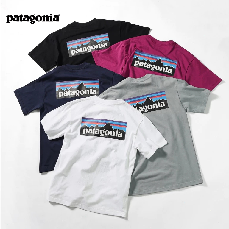 『patagonia』แขนสั้นโลโก้พิมพ์กระเป๋าคู่เสื้อยืดLOGO