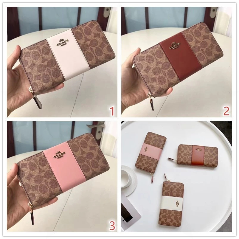 Accordion Zip Wallet In Colorblock 31546 (7.8นิ้ว) กระเป๋าสตางค์ซิปยาวผู้หญิง พิมพ์บล็อกสีวินเทจ U14