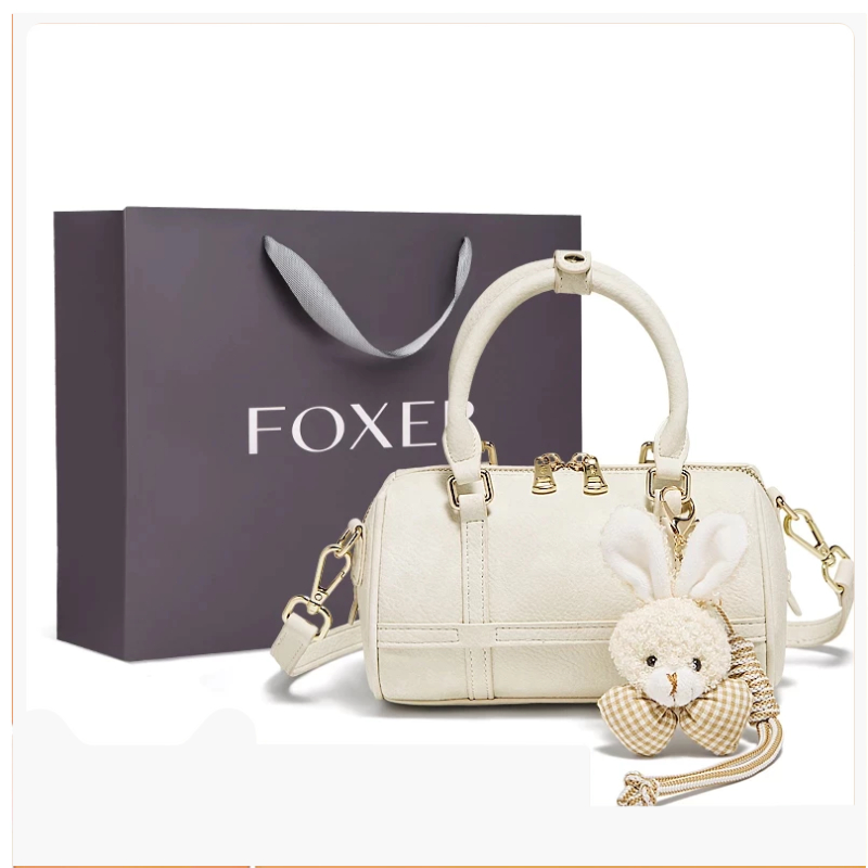 FOXER กระเป๋าถือทรงกลมสำหรับผู้หญิง กระเป๋าสะพายข้างสุดเก๋ กระเป๋าสะพายไหล่ความจุขนาดใหญ่