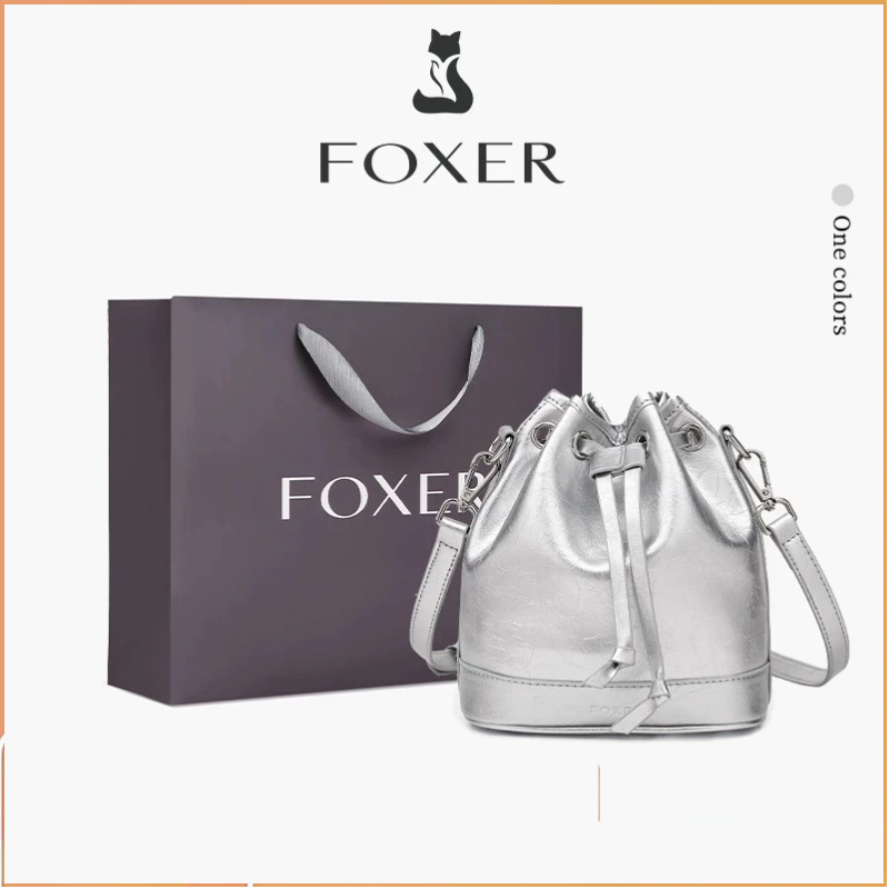 FOXER กระเป๋าสะพายข้างผู้หญิง กระเป๋าทรงถังแฟชั่น ความจุขนาดใหญ่