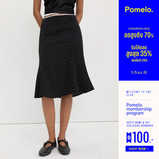 [Pomelo] กระโปรงลายจุดแต่งขอบลูกไม้ / Polka Dot Lace Trim Sk…