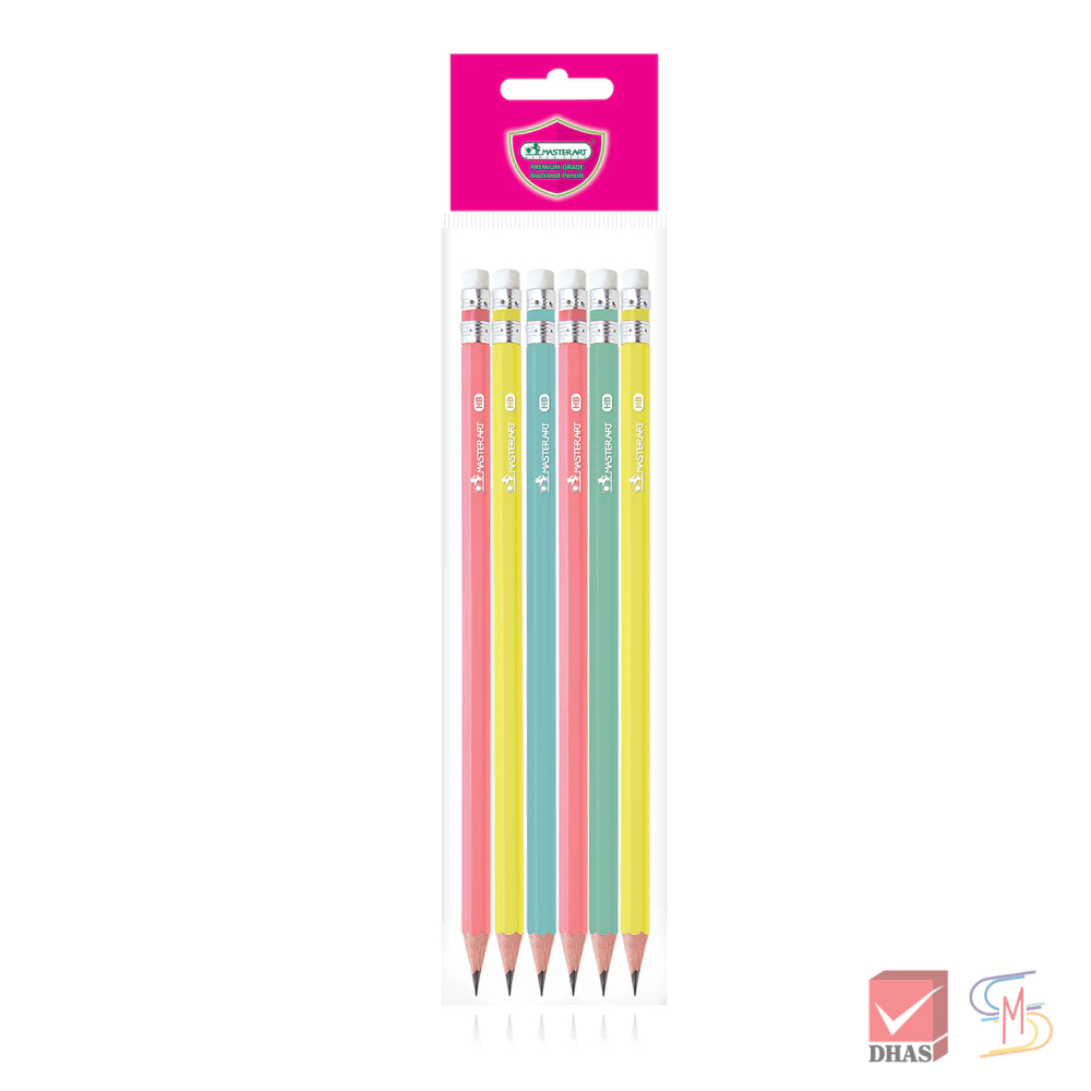 Master Art มาสเตอร์อาร์ต ดินสอ ดินสอดำ HB สีพาสเทล (6 แท่ง/แพ็ค)