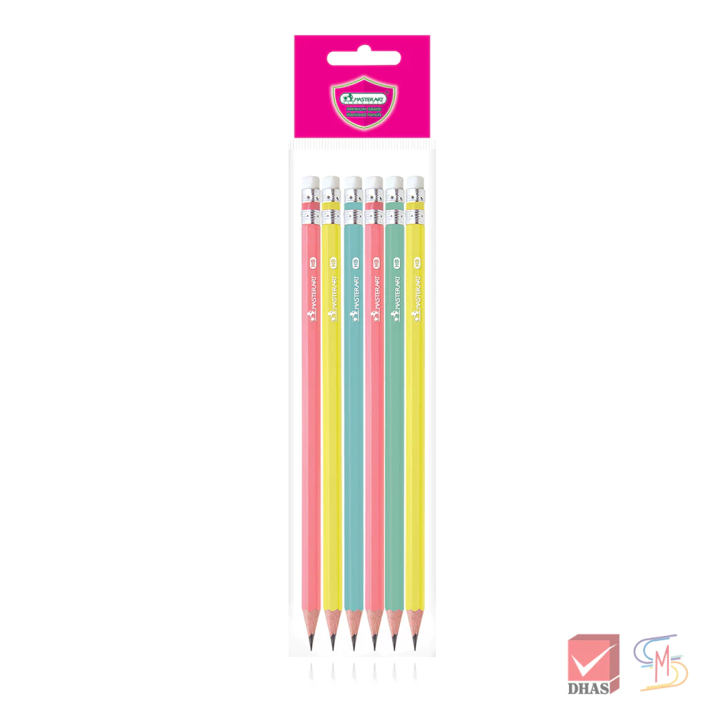 Master Art มาสเตอร์อาร์ต ดินสอ ดินสอดำ HB สีพาสเทล (6 แท่ง/แพ็ค)