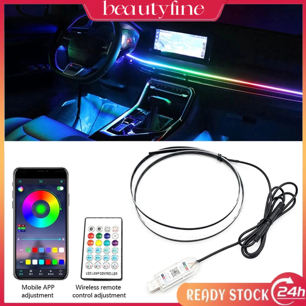 110 ซม.รถ Ambient ไฟ USB APP ควบคุมระยะไกล LED ภายใน RGB Symphony บรรยากาศโคมไฟสําหรับ Tesla รุ่น 3 