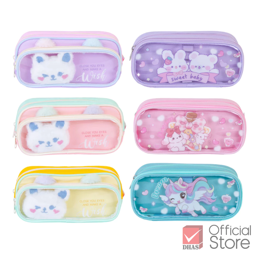 Master Art กระเป๋าดินสอ แฟนซี ผ้า Polyeste + พลาสติกใส คละสี จำนวน 1 ชิ้น